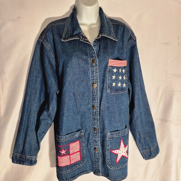 Michelle Louise Vintage Denim Jacket w/ embroidery in size XL - Picture 2 of 16